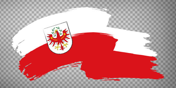 Flag of Tyrol brush strokes. Waving flag of Tyrol on transparent background for your web site design, app, UI. Austria. EPS10. Flag of Tyrol brush strokes. Waving flag of Tyrol on transparent background for your web site design, app, UI. Austria. EPS10. tyrol state stock illustrations