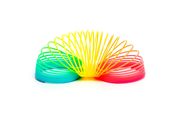 istock Colored toy rainbow spiral isolated on white background. 1368390943
