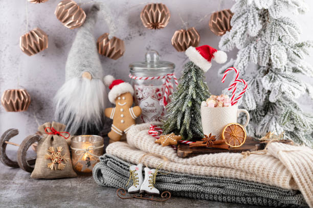 istock Gingerbread with mug of hot chocolate and candy cane. 1368391753