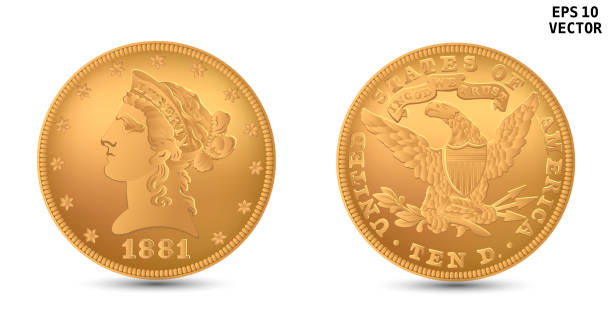 istock 1881 gold piece. 1881 Year Eagle $10 US Gold Coins 1368392261