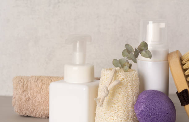 istock Spa cosmetic products and eco friendly bathroom accessories with eucalyptus 1368393667
