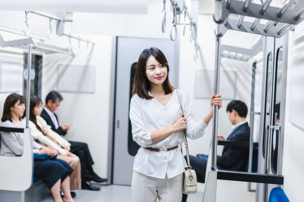 istock Young housewife going out on the train 1368395044