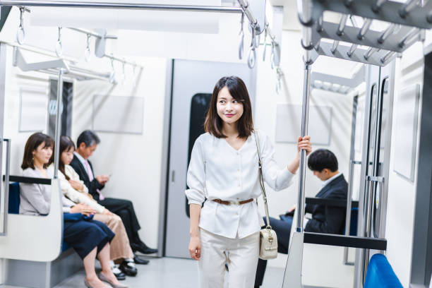 istock Young housewife going out on the train 1368395056