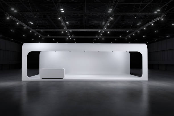 istock Exhibition stand for mockup and Corporate identity,Display design.Empty booth Design.Retail booth elements in Exhibition hall.booth Design trade show.Blank Booth system of Graphic Resources.3d Background for online Event,conference,live.3d render. 1368395513