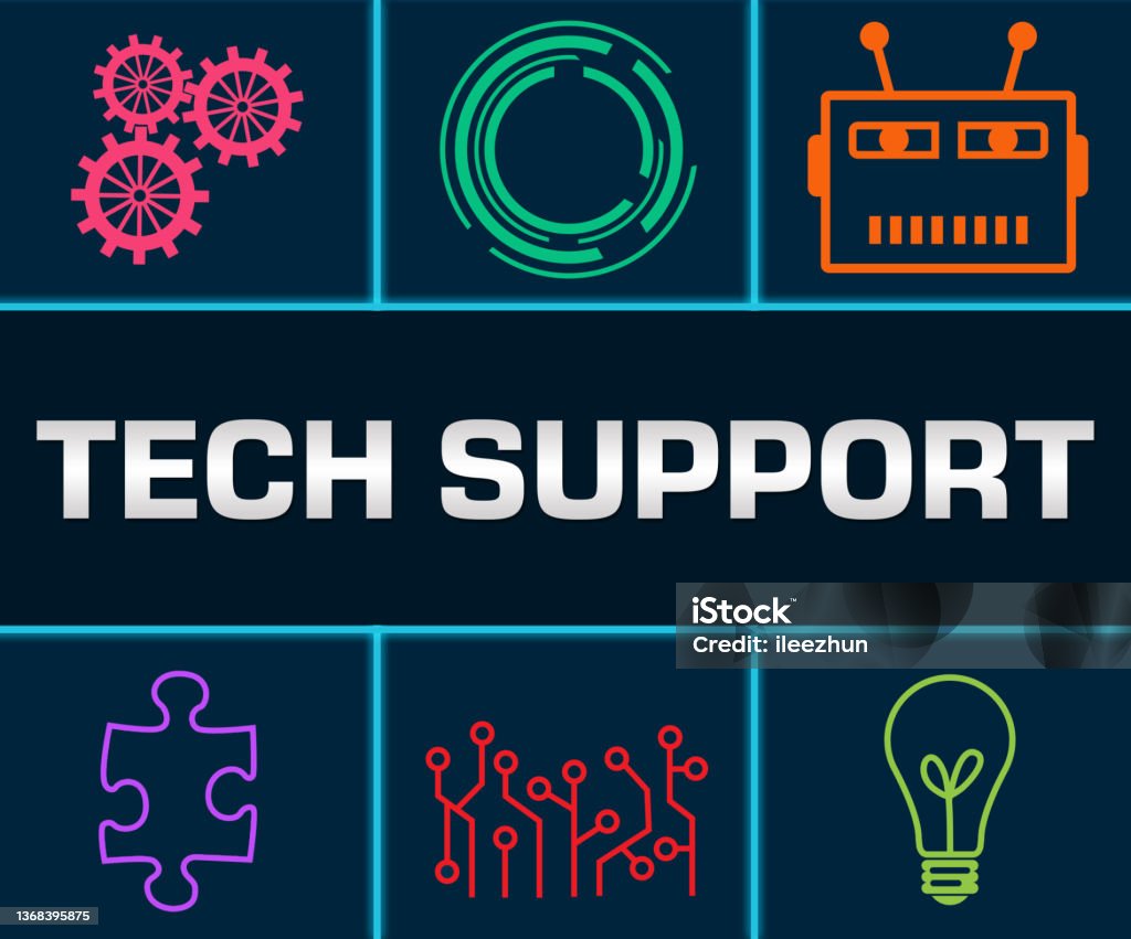 Tech Support Blue Image Tech Support Tech Symbol Blue Colorful Grid Stock Illustration ...