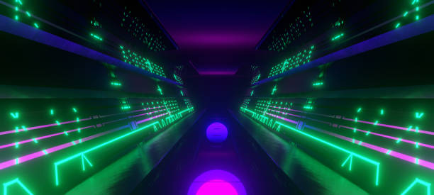 istock Experimental Space Background Alien Tunnel Ship Corridor Underground Laser Cyberpunk Lighting with Medium Sea Green Colors Background Alien Futuristic Concept Used As Wallpaper 3D Illustration 1368396504