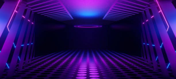 istock Experimental Metallic Cement Digital Technology Background Wonderful Glow Lighting with Midnight Blue Colors Futuristic Background Space Age Concept 3D Illustration 1368396505