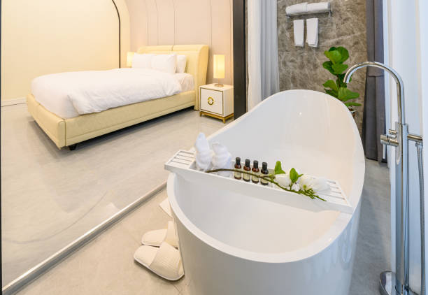 istock modern style interior  design of bathroom and bedroom. 1368397135