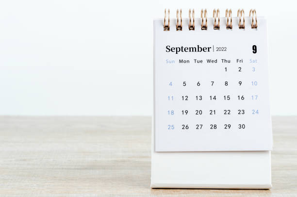 istock September 2022 desk calendar on wooden background. 1368397725