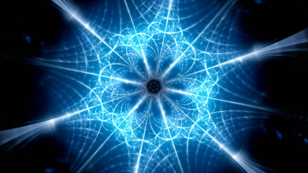 istock Blue glowing circular hub with connections in space 1368397756