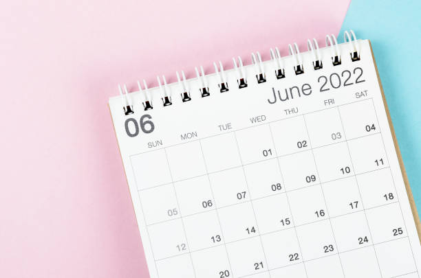 istock June 2022 desk calendar on beautiful background. 1368397772