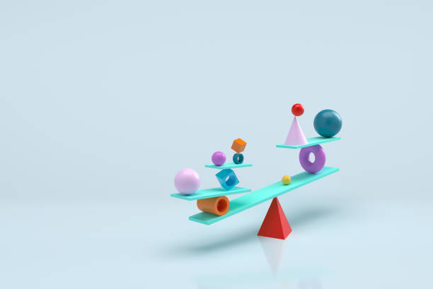 istock Objects of different colors and sizes are in balance 1368398057