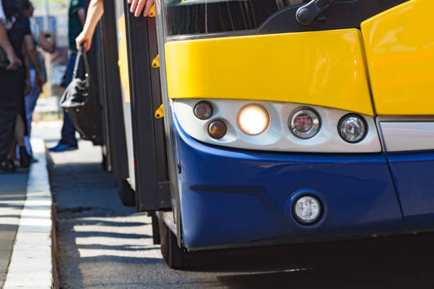 istock Public transportation bus in urban surroundings. 1368399369
