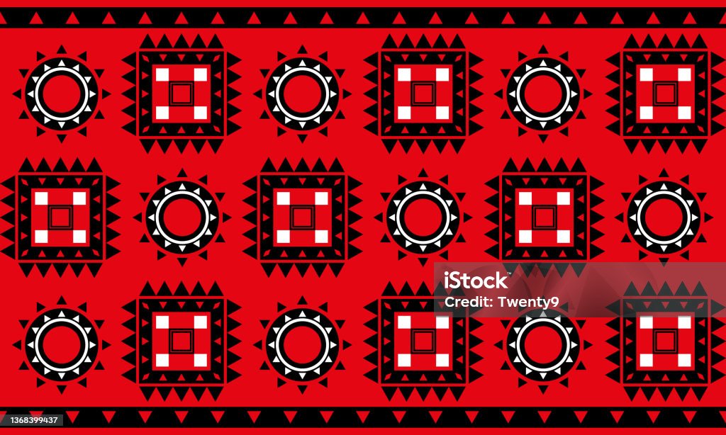 Ethinic Pattern Red Abstract Geometric Ethnic Pattern Fabric White Black Red For Background ...
