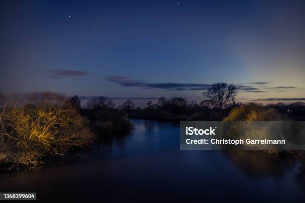 River In The Dark Stock Photo - Download Image Now - Color Image, Emsland, Germany