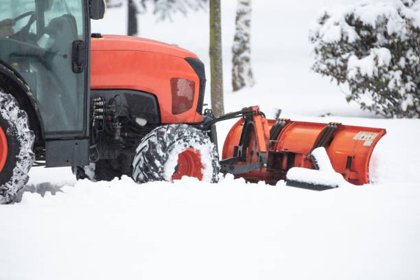istock Tractor cleaning urban park paths on a cold snowy day. 1368399732