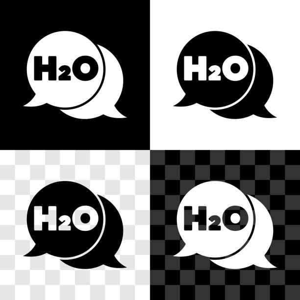 illustrations, cliparts, dessins animés et icônes de définir formule chimique pour les gouttes d’eau h2o icône en forme d’isolement sur noir et blanc, fond transparent. vecteur - h shaped