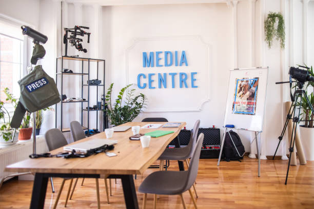 Modern news editorial office