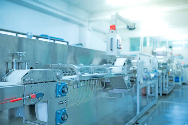 istock factory, industrial area, automation, technology, Machines for packing products Within the factory, sterile beauty industry in order to maintain maximum cleanliness.shallow focus effect. 1368404440