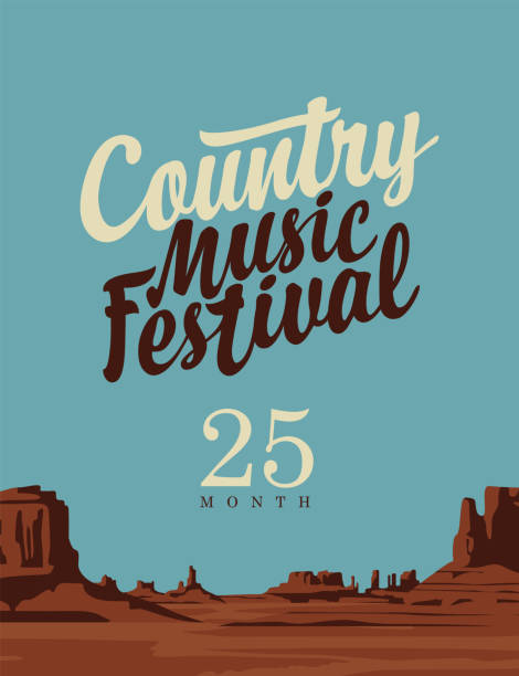 ilustraciones, imágenes clip art, dibujos animados e iconos de stock de cartel o pancarta para festival de música country - country style