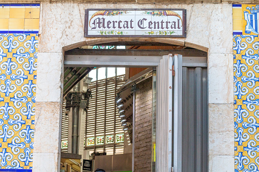 The entrance to Mercat Central (Central Market) in Valencia, Spain