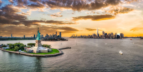 istock Statue of Liberty overlooking Manhattan 1368408266