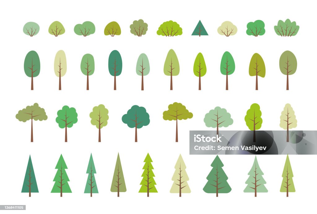 DRZEW. Wektorowy zestaw płaskich drzew, lasu i krzewu. - Grafika wektorowa royalty-free (Drzewo) DRZEW. Wektorowy zestaw płaskich drzew, lasu i krzewu. - Grafika wektorowa royalty-free (Drzewo)