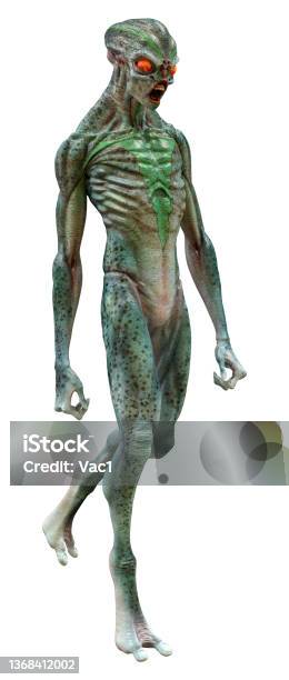Groene Alien 3d Rendering Green Alien On White Stock Photo - Download Image Now ...