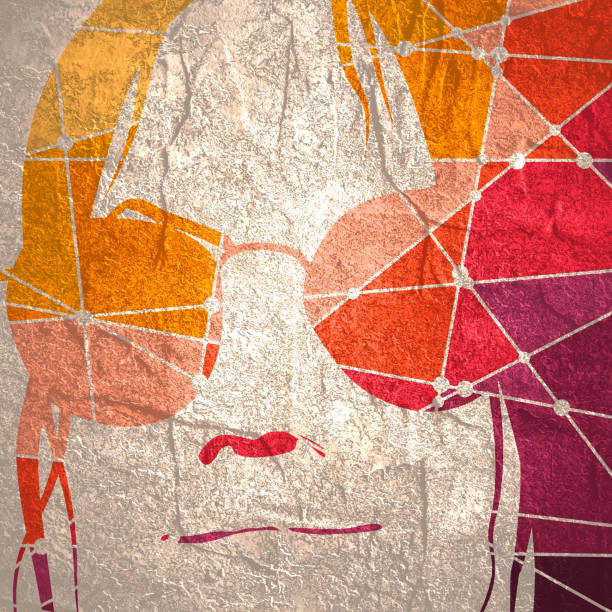 istock Silhouette of a female head. Connected lines with dots 1368412717