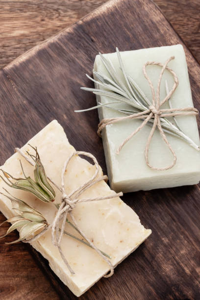 istock Handmade natural soap on pastel background. 1368413841