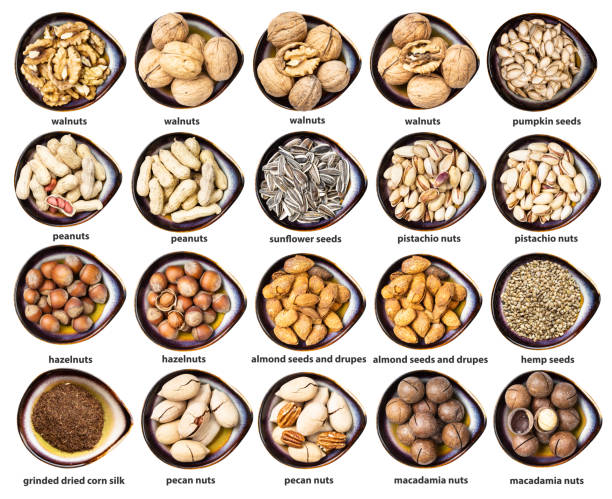istock set of various nuts with names in ceramic bowls 1368420306