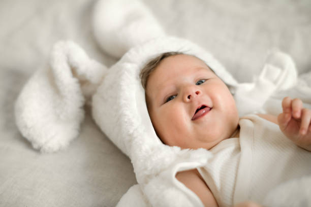 istock Cute baby girl dressed as bunny for Easter 1368425725