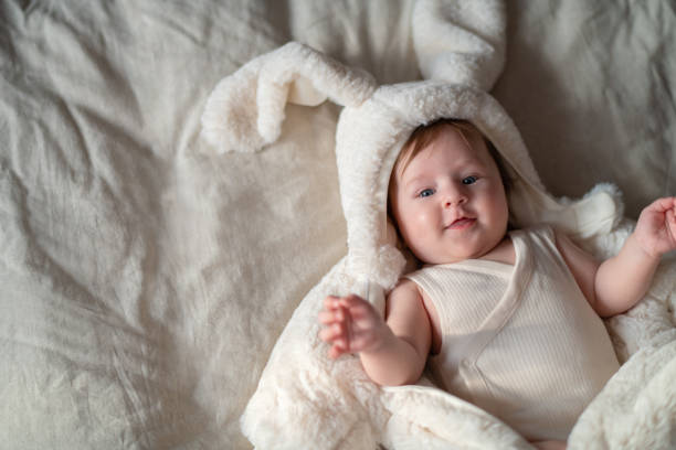 istock Cute baby girl dressed as bunny for Easter 1368425825