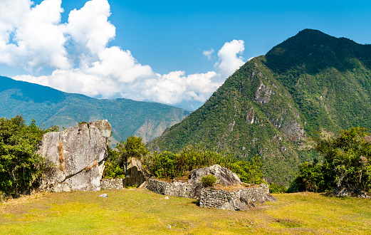 Ruins of ancient Incan city of Machu Picchu. UNESCO world heritage in Peru