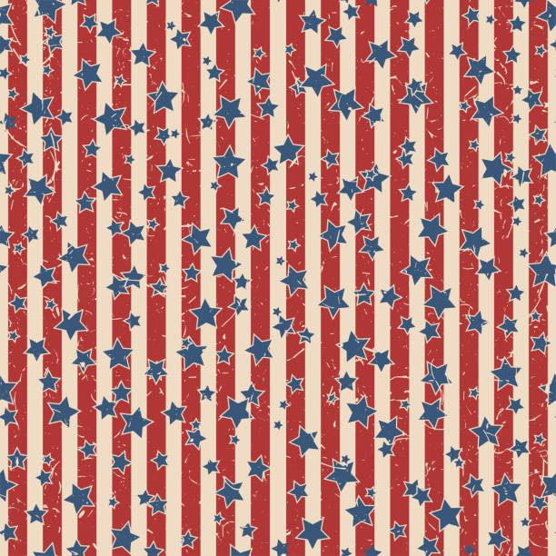 ilustrações, clipart, desenhos animados e ícones de padrão de estrelas e listras americanas - patriotism pattern retro revival backgrounds