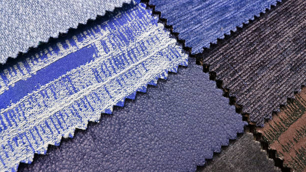 istock close up catalog of interior luxury fabric sample chart showing multi texture and pattern of fabric in blue and brown color tone. elegant interior drapery and curtain samples palette. 1368427547