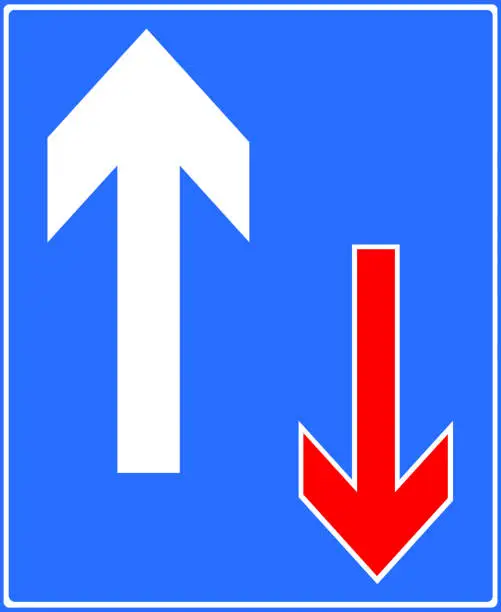 Vector illustration of Traffic has priority over oncoming vehicles