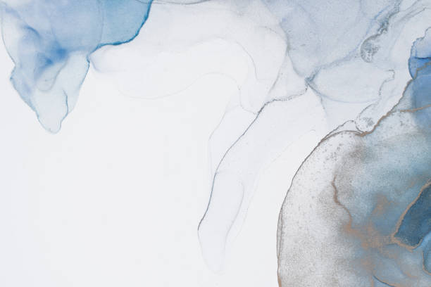 istock Rich bright abstract picture. Luxury abstract fluid art painting alcohol ink. Background blue ice gold sparkles. 1368428240