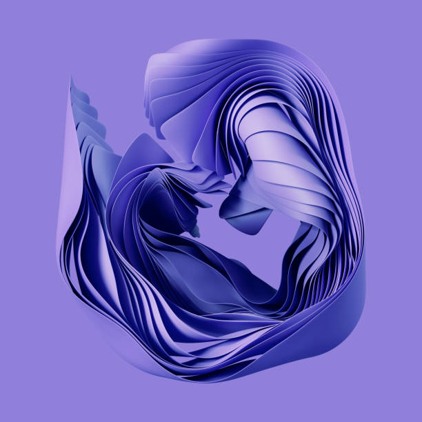 istock 3d render, abstract layered curvy object isolated on violet background, modern minimal wallpaper 1368429352