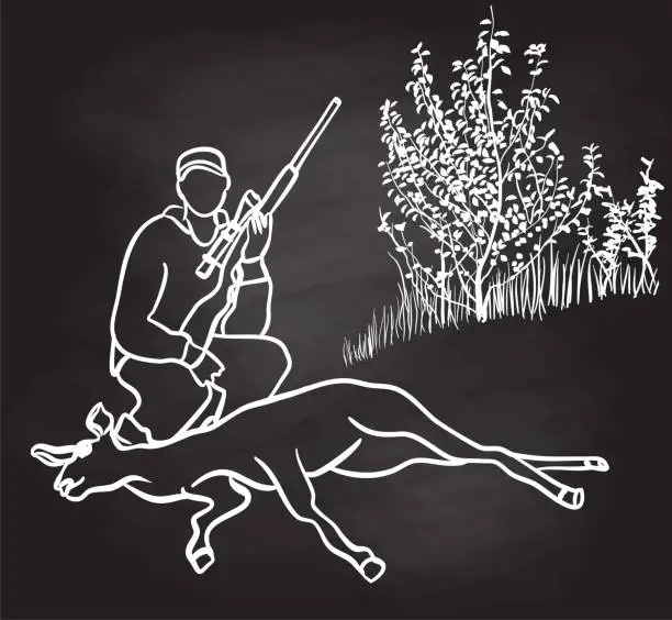 Vector illustration of Hunting Deer Blackboard