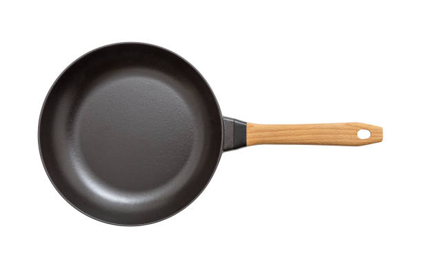 istock Cast iron frying pan with beech wood handle 1368430923