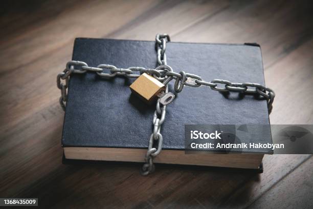 Book With Chain And Padlock Information Security Stock Photo - Download Image Now - Forbidden, Book, Censorship