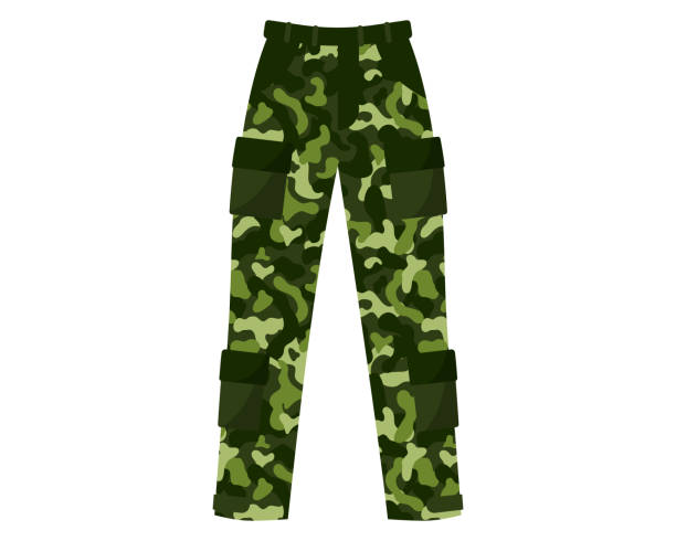 istock Green khaki camouflage trousers or cargo, military uniform with pockets. 1368436998