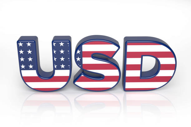 istock American flag and USD text. 1368437398