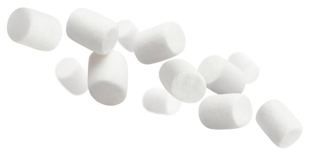 istock Group of white tasty marshmallows on white 1368437562