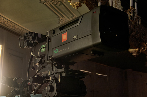 television camera in the theater, before the concert
