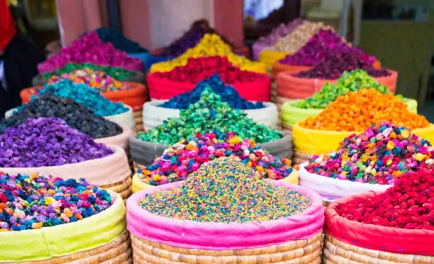 Colourful market in the Medina of marrakech