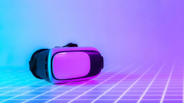 istock VR goggles virtual reality. 3d digital glasses on futuristic neon tech background. Augmented reality, game, future technology concept. VR. 1368438848