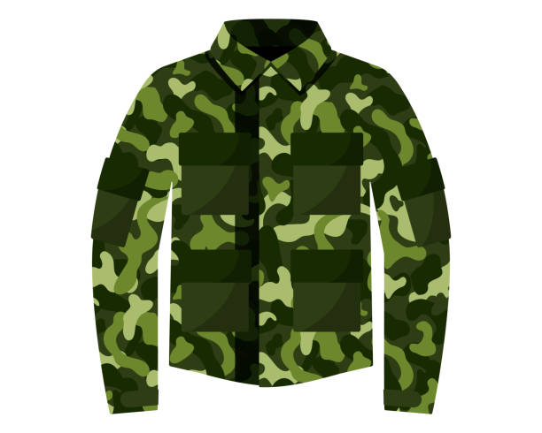 istock Green khaki camouflage tunic or jacket, military uniform with pockets. 1368438940