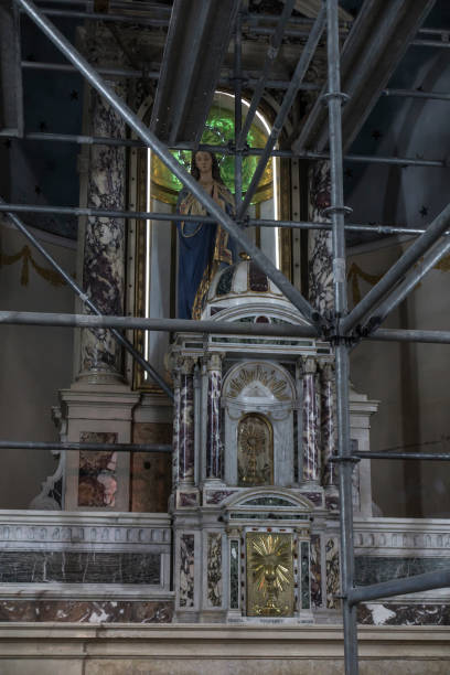 renovated church of john the baptist, jesus christ predecessor. - baptism altar jesus christ church imagens e fotografias de stock